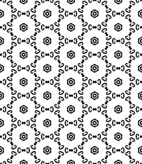 Black and white seamless abstract pattern. Background and backdrop. Grayscale ornamental design. Mosaic ornaments. Vector graphic illustration. EPS10.