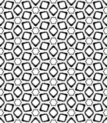 Black and white seamless abstract pattern. Background and backdrop. Grayscale ornamental design. Mosaic ornaments. Vector graphic illustration. EPS10.