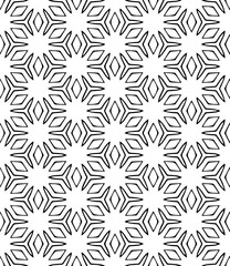 Black and white seamless abstract pattern. Background and backdrop. Grayscale ornamental design. Mosaic ornaments. Vector graphic illustration. EPS10.