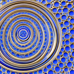 Naklejka premium An intricate design of interlocking circles in shades of blue and purple5, Generative AI