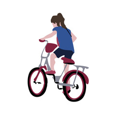 Vector image of a girl on a bicycle. Silhouette of a child. Urban environment