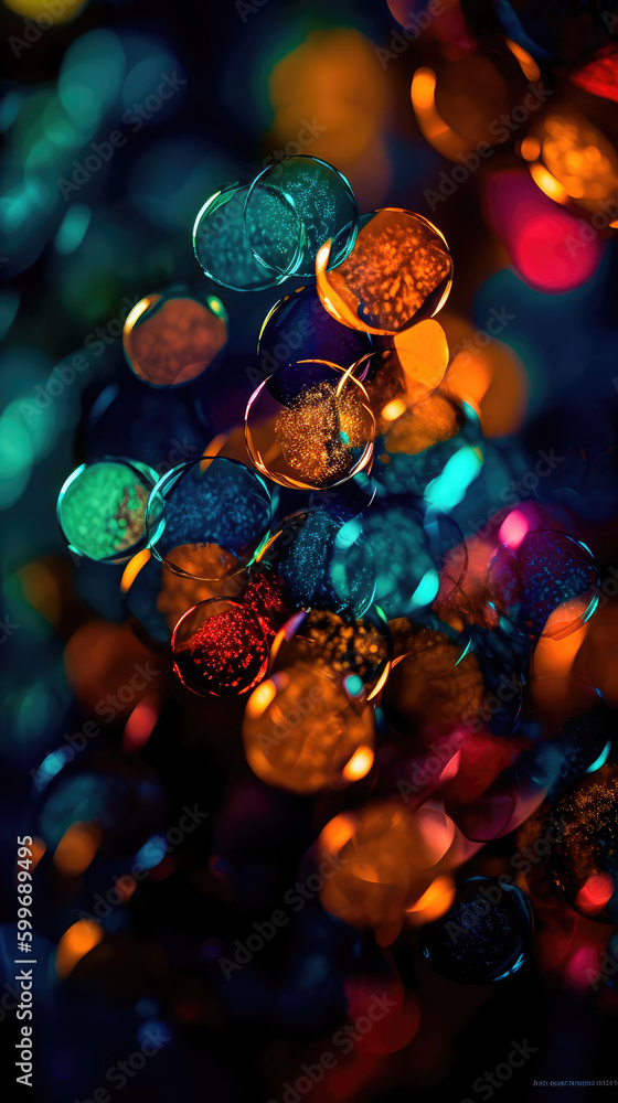 Poster abstract lights blur bokeh background, rich colors. bokeh background. generative ai