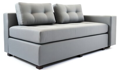  a gray couch with two pillows on it's back.  generative ai