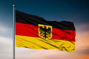 Waving flag of the Germany State. Pole Flag in the Wind. National mark. Waving German Flag. Germany Flag Flowing.