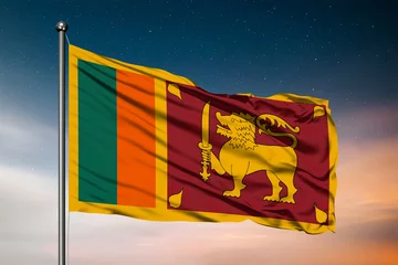 Foto op Aluminium Waving flag of the Sri Lanka. Pole Flag in the Wind. National mark. Waving Sri Lanka Flag. Sri Lanka Flag Flowing. © Miroslav