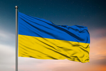 Waving flag of the Ukraine. Pole Flag in the Wind. National mark. Waving Ukraine Flag. Ukraine Flag Flowing.