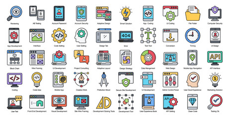 UI Development Color Line Iconset User Interface Filled Outline Icon Bundle