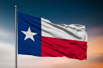 Naklejka na ściany i meble Waving flag of the Texas. Pole Flag in the Wind. National mark. Waving Texas Flag. Texas Flag Flowing.