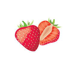 Vector ilustration element of strawberry in cartoon style. Isolated on a white background.