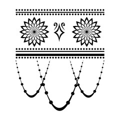 Geometric pattern design - Intricate, decorative and ornamental illustration in black and white 
