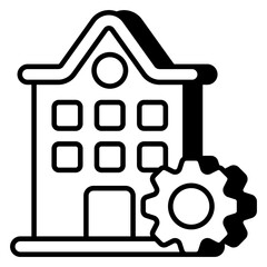 Conceptual linear design icon of building setting