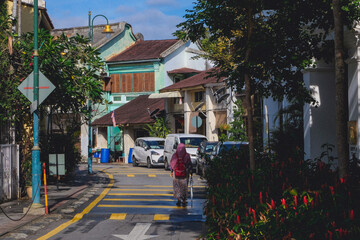 The daily life in the historical heritage old town of Penang Island, Malaysia.