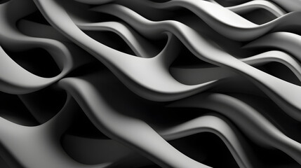 Obraz premium Black & White muscular fiber, Abstract 3D Geometrical background. Generative IA.