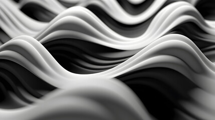 Obraz premium Black & White muscular fiber, Abstract 3D Geometrical background. Generative IA.