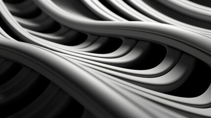 Black & White muscular fiber, Abstract 3D Geometrical background. Generative IA.