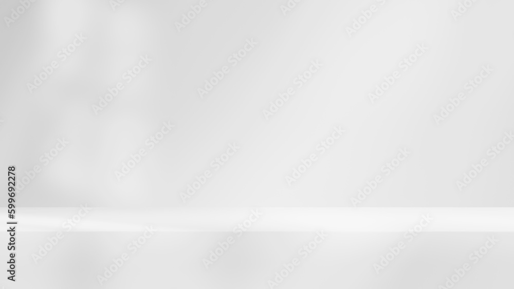 Poster white table background podium stage for text design and products, white stage with sunlight and shad