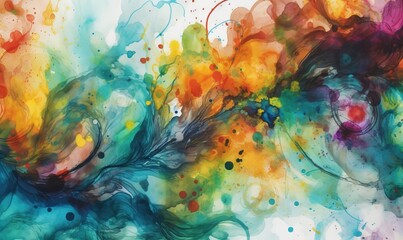  an abstract painting with lots of colors and ink on it.  generative ai