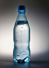 Une bouteille d'eau fraiche en plastique transparente - generative AI