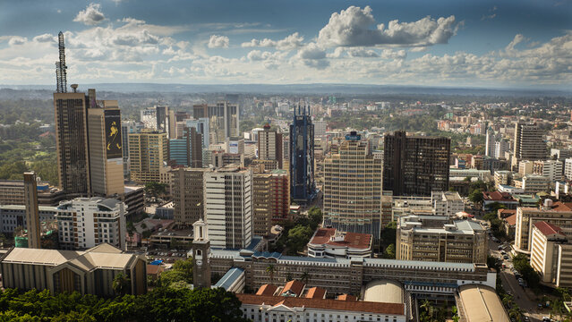 Skyline of Nairobi (CBD - central business district), Kenya