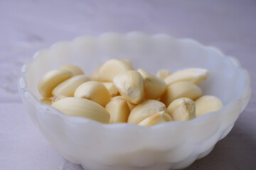 close up pf garlic on white background,