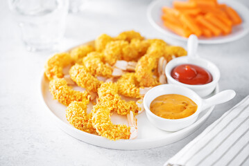 Tempura fried shrimps in a plate