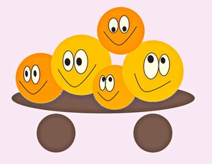 Yellow orange happy emoji ride a skateboard