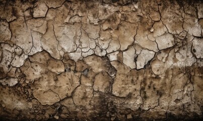  a close up of a wall with cracks and dirt on it.  generative ai