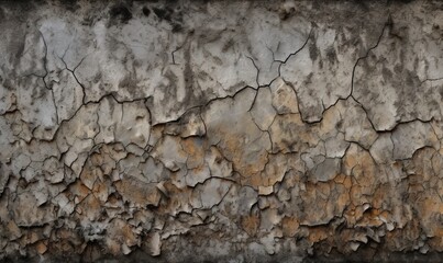  a wall that has a bunch of cracks on it and a black frame.  generative ai