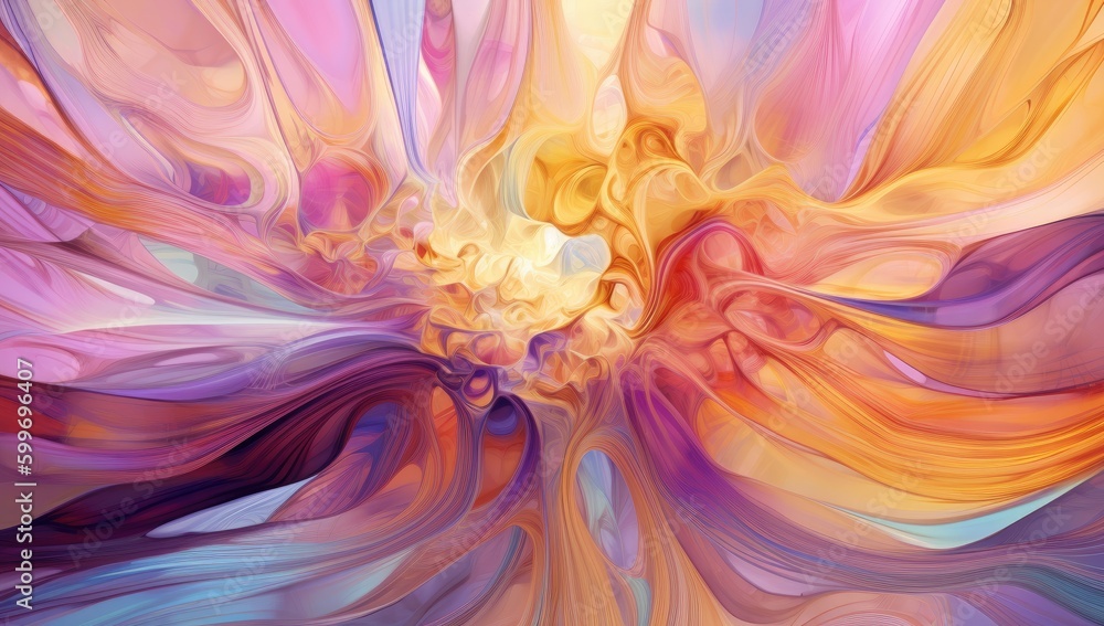 Poster fractal image of a colorful swirling shape generative ai