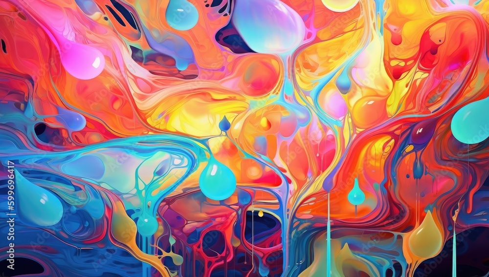 Poster psychedelic abstract background with bright colors generative ai