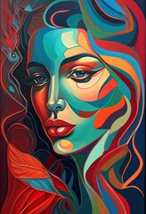 Beautiful face of a woman by Generative AI