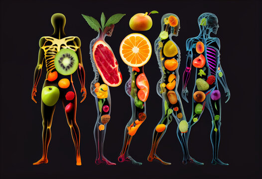 Fruits Forming A Human Body Metabolism And Nutrition