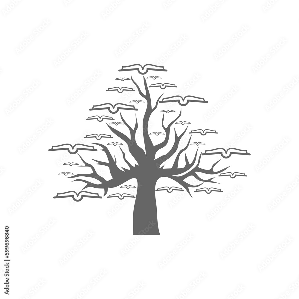 Poster tree leaf book icon isolated on transparent background
