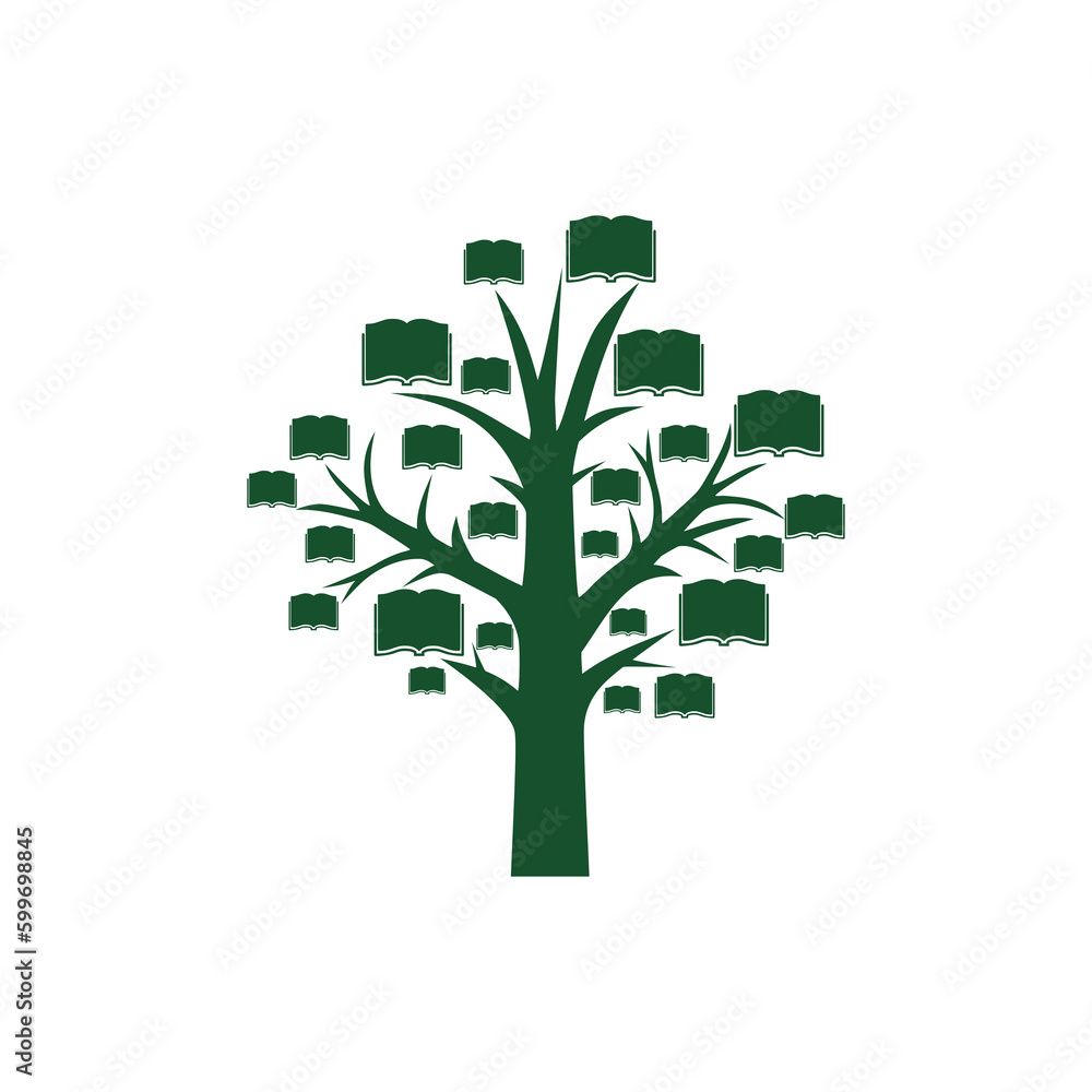 Poster tree leaf book icon isolated on transparent background