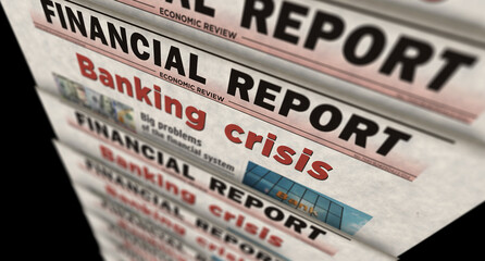 Banking crisis finance and economy newspaper printing media