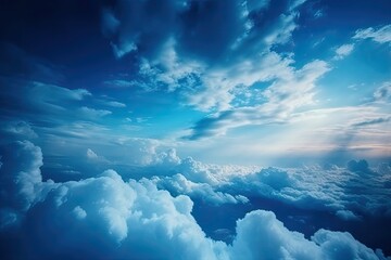 Naklejka premium sunny day with a sky full of fluffy white clouds Generative AI