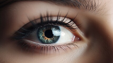 close up of detailed woman eye created with generative AI technology 