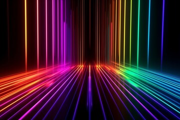 3d render abstract linear background with colorful spectrum created with generative AI technology