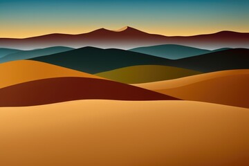 Fototapeta na wymiar Mountains abstract landscape in minimalist style, generative ai