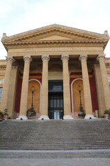 Entrance to Teatro Massimo in Palermo, Sicily Italy