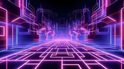 A Processed abstract geometric background with shapes and neon was created - generative ai