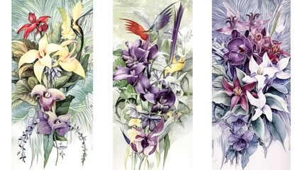 A watercolor illustration of a flower, featuring botanical elements, was isolated - generative ai.