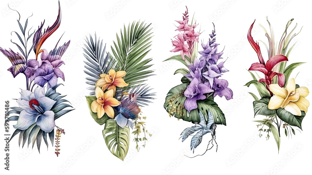 Aufkleber an image was created using a combination of watercolor illustration, flower, botanical elements and 
