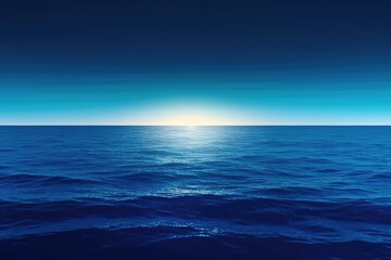 Obraz premium serene seascape with a glowing sun in the horizon Generative AI