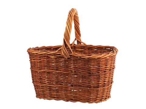 wicker basket for berries made of willow twigs, isolate on a white background