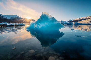 A glacier melting due to global warming