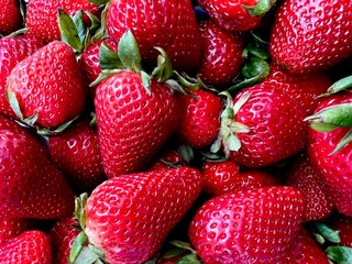 Full frame of strawberries close up