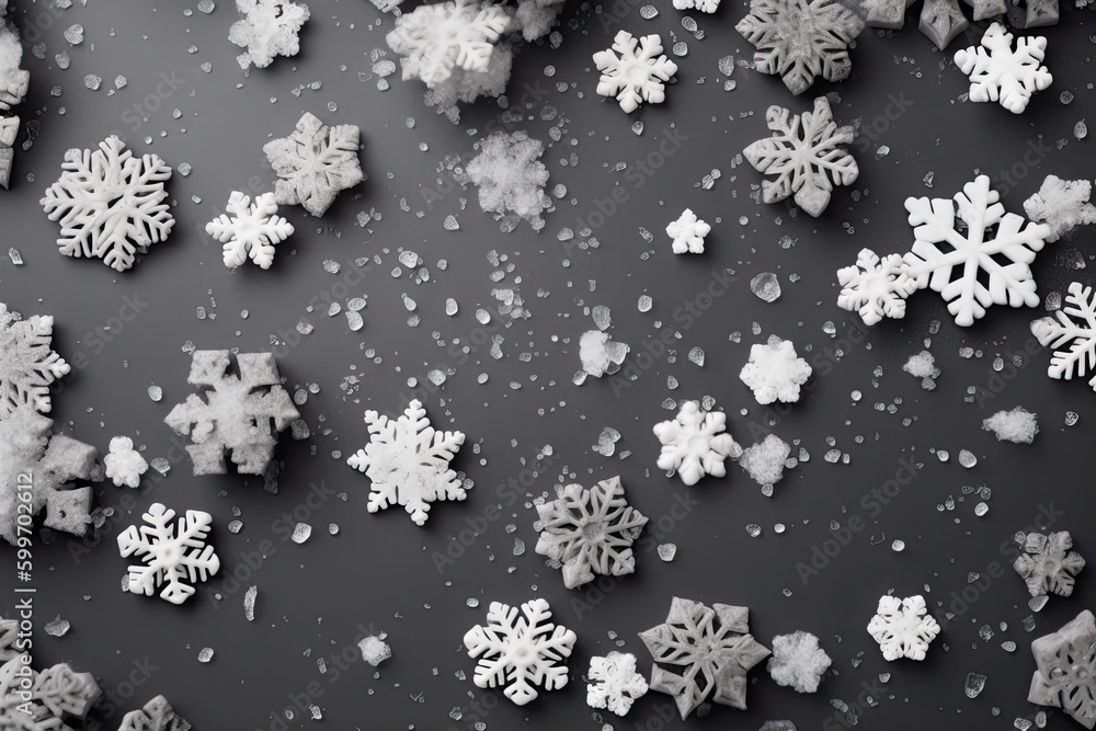 Aufkleber snowflake-covered table in winter generative ai
