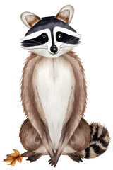 Fototapeta premium ai-generated, illustration of a cute cartoon raccoon