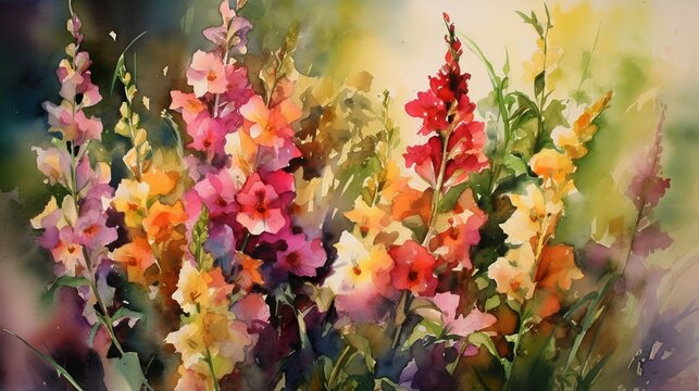 Watercolor Delight: Mesmerizing Snapdragons in Harmony